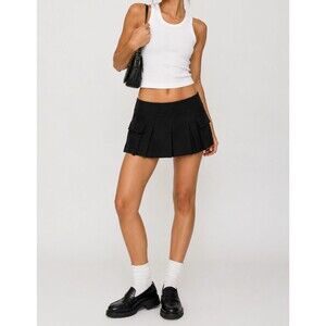 Zara Black Pleated Cargo Mini Skirt Shorts Y2K Tenniscore Utility Pockets Size S